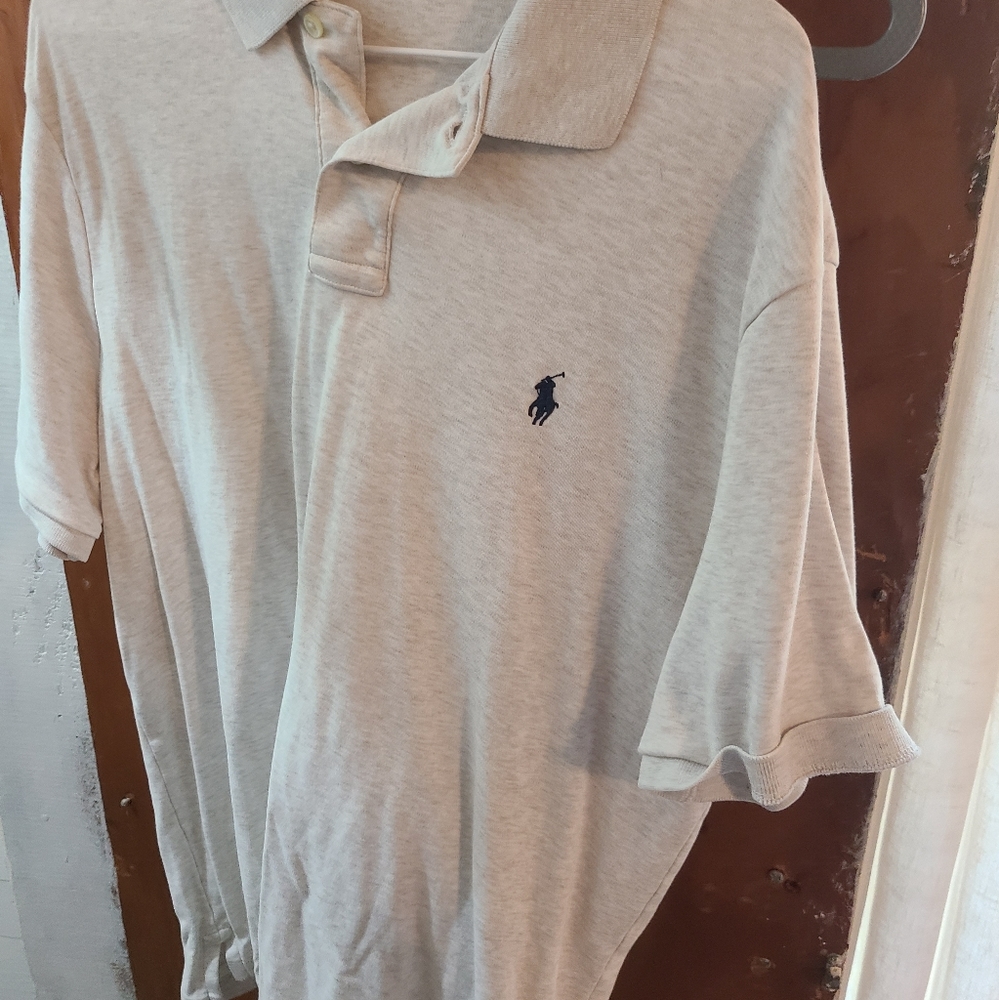 Men's tan/off white Large Ralph Lauren Polo